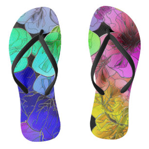 Floral Abstract in Stained Glass Jandals