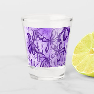 Floral abstract inked flowers Shot Glass