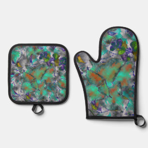Floral Abstract Oven Mitt & Pot Holder Set