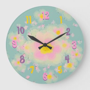 Floral Abstract (pink/purple) Large Clock