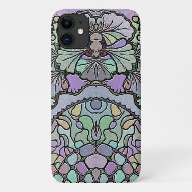 Floral abstract purple pansy mosaic pattern Case-Mate iPhone case (Back)