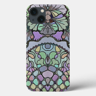 Floral abstract purple pansy mosaic pattern iPhone 13 case