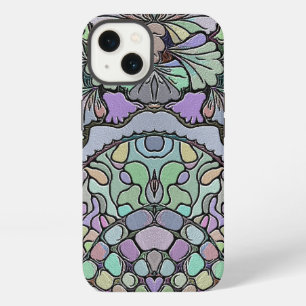 Floral abstract purple pansy mosaic pattern iPhone 13 case