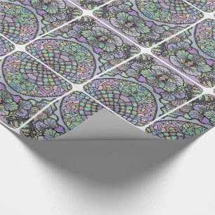 Floral abstract purple pansy mosaic pattern wrapping paper