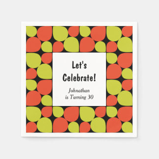 Floral Abstract Retro Pattern Custom Birthday Napkin