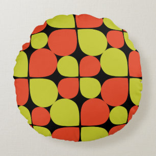Floral Abstract Retro Pattern Round Cushion