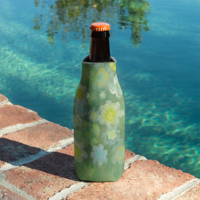 Floral Abstract Salty Watercolor Painting  Bottle Cooler (In Situ Pool)