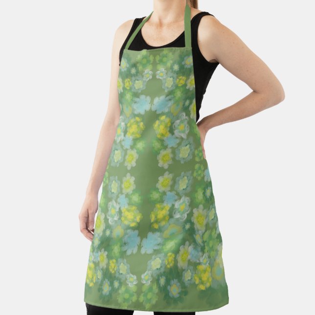 Floral Abstract Salty Watercolor Painting Pattern  Apron (Insitu)