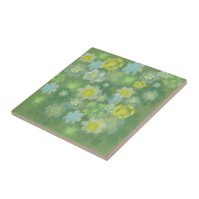 Floral Abstract Salty Watercolor Painting  Tile (Side)