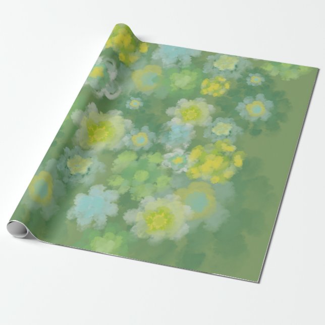 Floral Abstract Salty Watercolor Painting  Wrapping Paper (Unrolled)