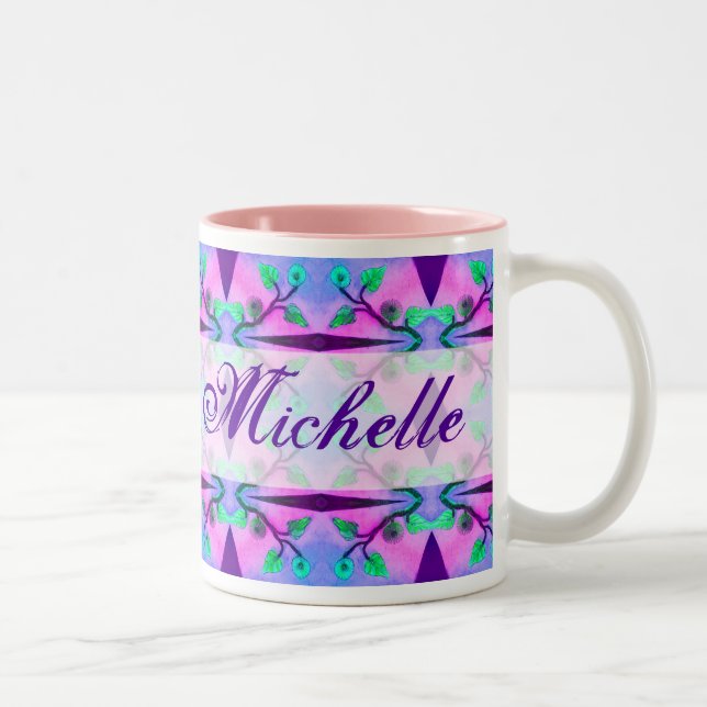 Floral Abstract template Two-Tone Coffee Mug (Right)