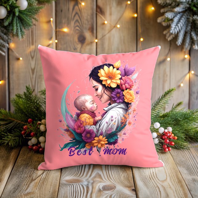 Floral abstract vintage Best mum Cushion (Creator Uploaded)