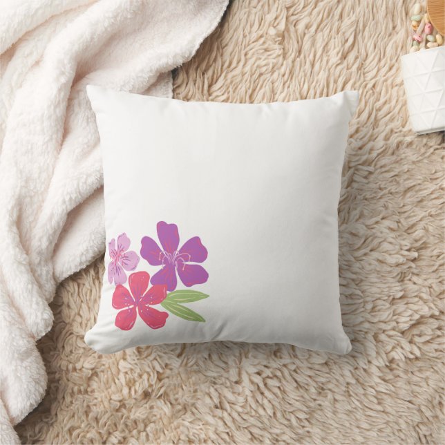 Floral Accent Throw Pillow – Pink & Purple Bloom D (Blanket)