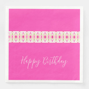 Floral Accented In Bright Pink Napkin
