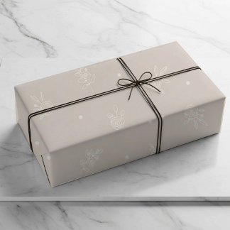 floral accents, pearl white Wrapping Paper