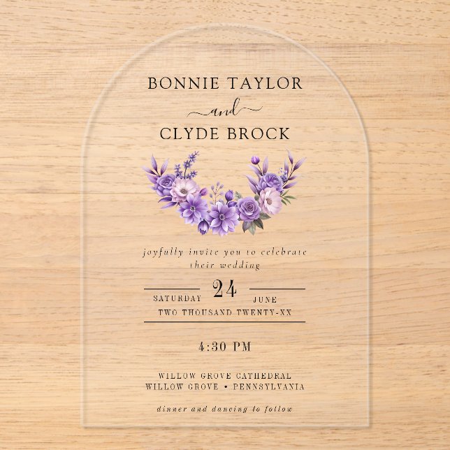 Floral Acrylic Arch Wedding Invitation Suite (Front)