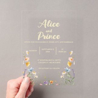 Floral acrylic invitation wedding