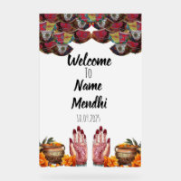 Floral acrylic Mendhi sign 