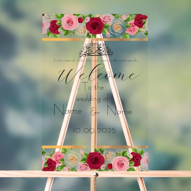 Floral acrylic wedding sign  (Neutral)