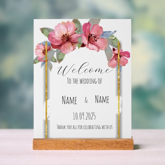 Floral acrylic  wedding sign  (Neutral)
