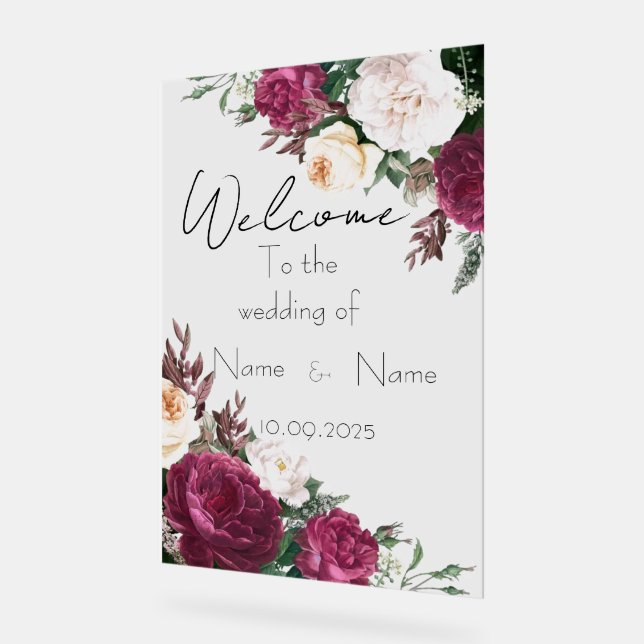 Floral acrylic wedding sign  (Angle)