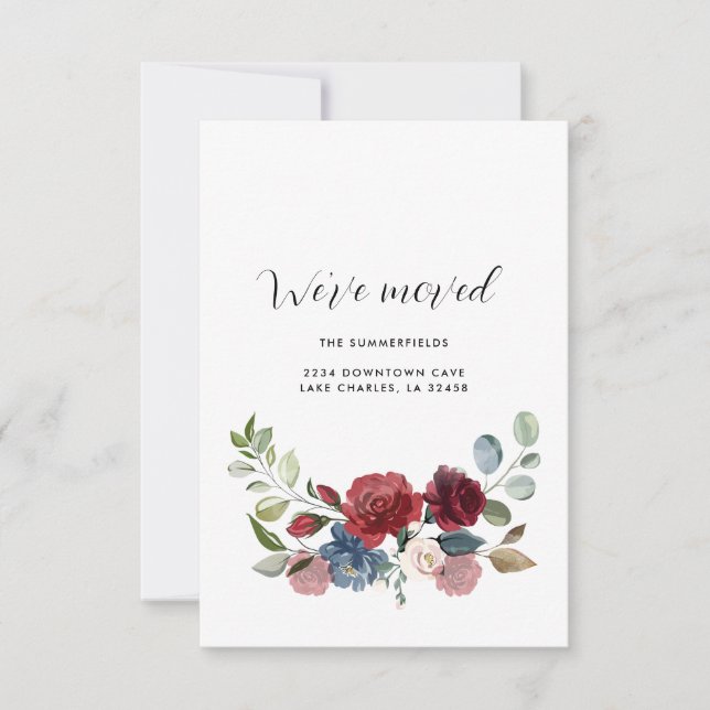 Floral Address Change Update Moving Announcement (Front)
