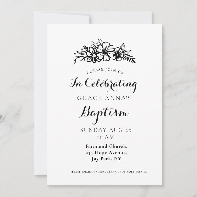 Floral Adult Baptism Invitation (Front)