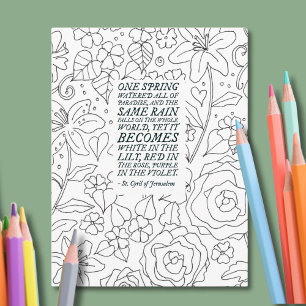 Floral Adult Colouring Saint Quote Postcard