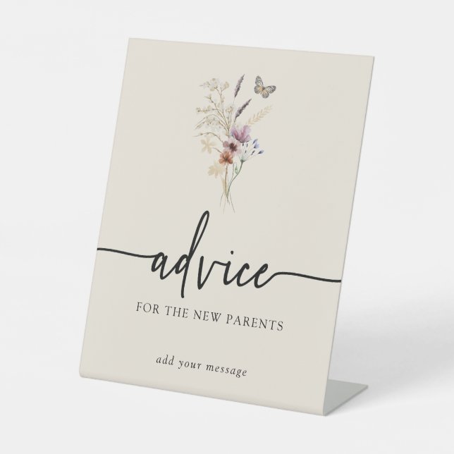 Floral Advice Baby Shower Sign (Front)