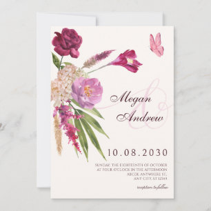 Floral aesthetic wedding invitation