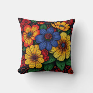 Floral African Tribal Patterns Cushion