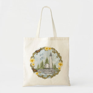 Floral Alabama Lighthouse Tote Bag