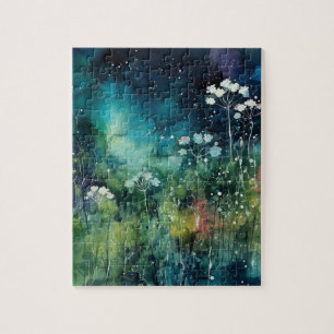 Floral Alcohol Ink Collage Jigsaw Puzzle