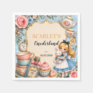 Floral Alice in Wonderland Mad Tea Party Birthday  Napkin