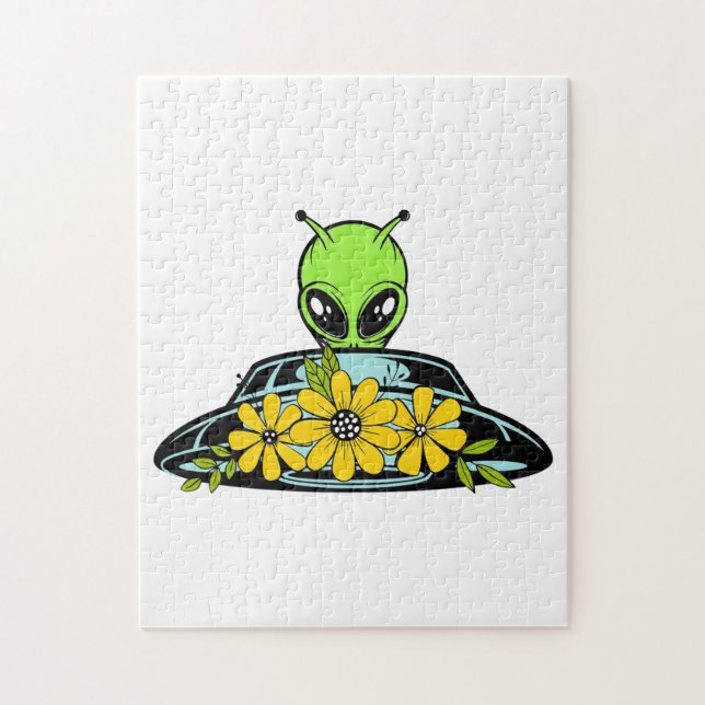 Floral Alien Spaceship  Jigsaw Puzzle (Vertical)
