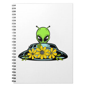 Floral Alien Spaceship Notebook