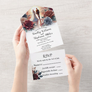 Floral All in One Wedding Invite