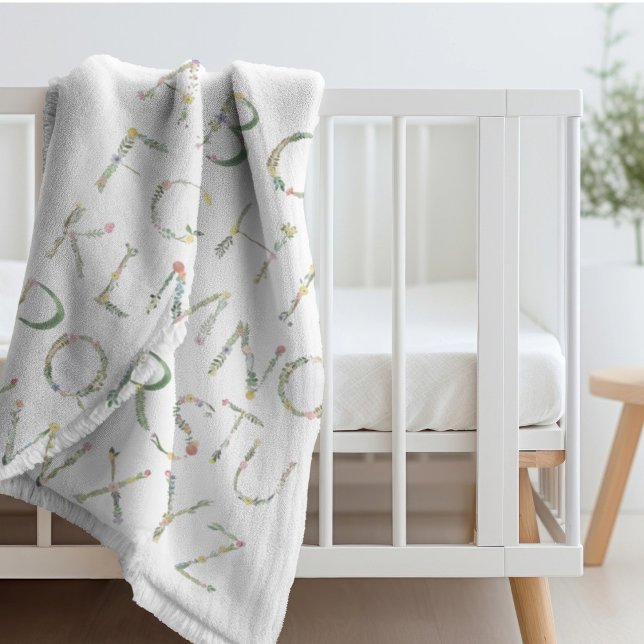 Floral Alphabet ABC Fleece Blanket (Creator Uploaded)