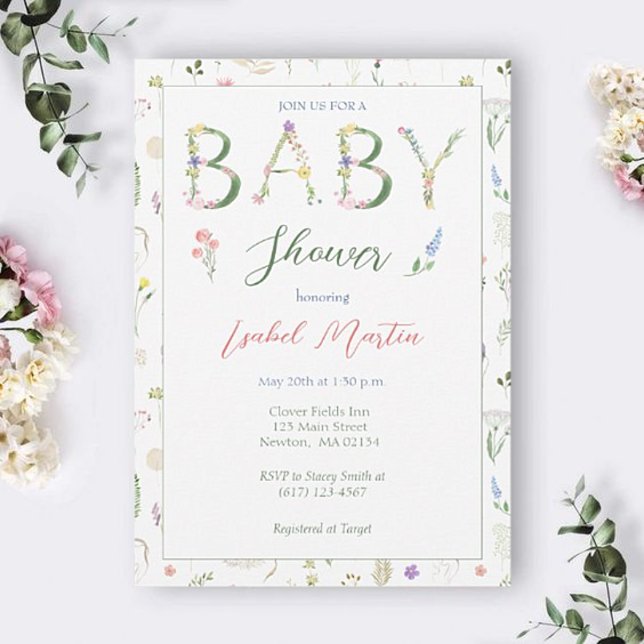Floral Alphabet Baby Shower Invitation (Creator Uploaded)