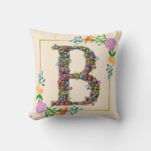 Floral Alphabet Letter B Cushion