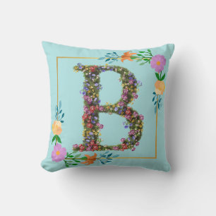 Floral Alphabet Letter B Cushion