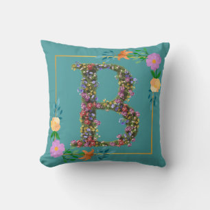 Floral Alphabet Letter B Cushion