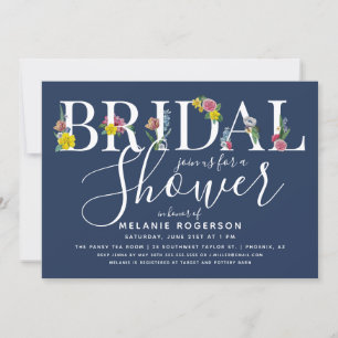 Floral Alphabet Letter Bridal Shower Invitation