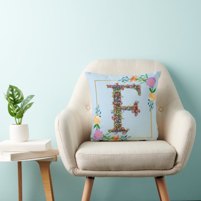 Floral Alphabet Letter F Cushion (Chair)