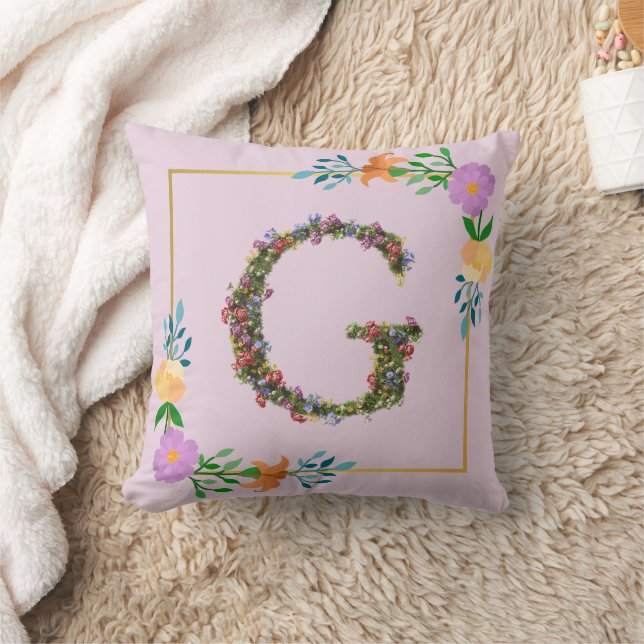 Floral Alphabet Letter G Cushion (Blanket)