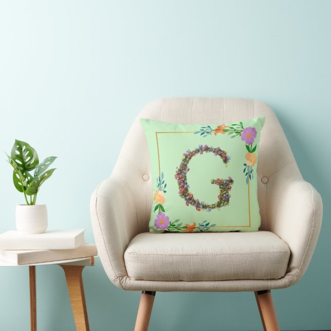 Floral Alphabet Letter G Cushion (Chair)