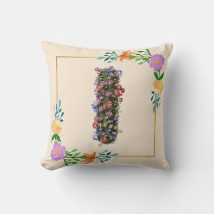 Floral Alphabet Letter I Cushion