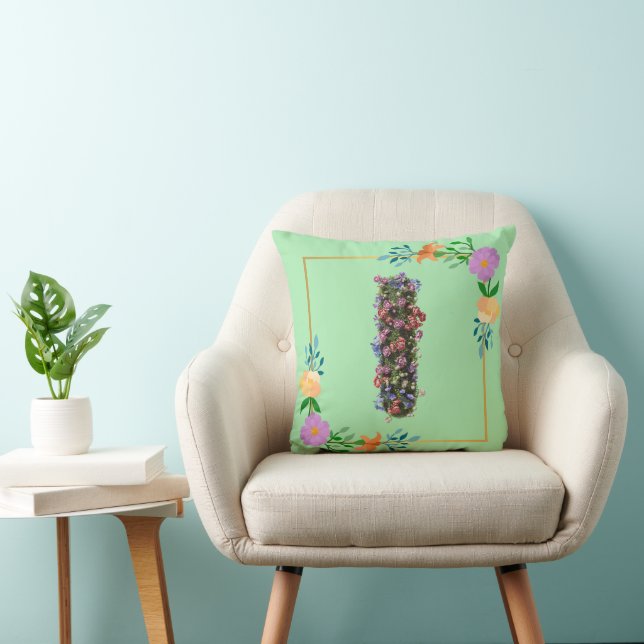 Floral Alphabet Letter I Cushion (Chair)