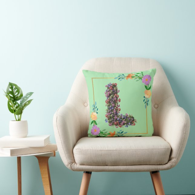Floral Alphabet Letter L Cushion (Chair)