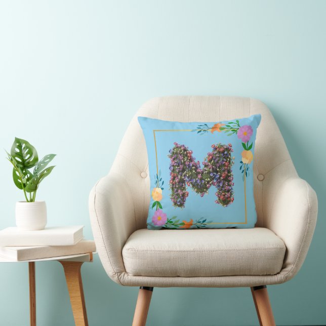 Floral Alphabet Letter M Cushion (Chair)